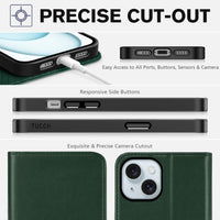 TUCCH Case Wallet for iPhone 15 6.1", [3 Card Slots] Kickstand PU Leather [RFID Blocking] Case, Flip Folio Cover with [TPU Shockproof Interior Shell] Compatible with iPhone 15 5G 2023, Classic Black - 7DAY'S