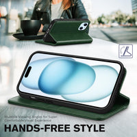 TUCCH Case Wallet for iPhone 15 6.1", [3 Card Slots] Kickstand PU Leather [RFID Blocking] Case, Flip Folio Cover with [TPU Shockproof Interior Shell] Compatible with iPhone 15 5G 2023, Classic Black - 7DAY'S