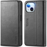 TUCCH Case Wallet for iPhone 15 6.1", [3 Card Slots] Kickstand PU Leather [RFID Blocking] Case, Flip Folio Cover with [TPU Shockproof Interior Shell] Compatible with iPhone 15 5G 2023, Classic Black - 7DAY'S