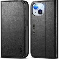 TUCCH Case Wallet for iPhone 15 6.1", [3 Card Slots] Kickstand PU Leather [RFID Blocking] Case, Flip Folio Cover with [TPU Shockproof Interior Shell] Compatible with iPhone 15 5G 2023, Classic Black - 7DAY'S
