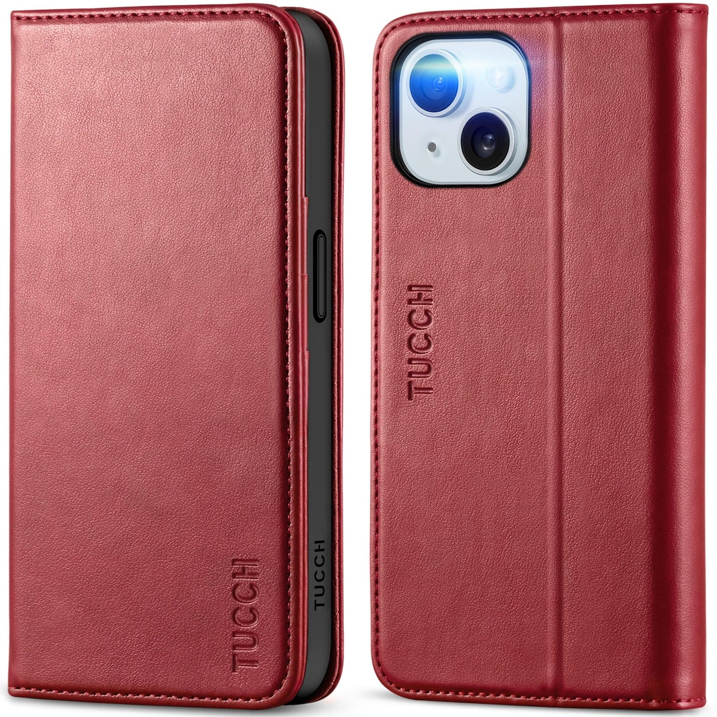 TUCCH Case Wallet for iPhone 15 6.1", [3 Card Slots] Kickstand PU Leather [RFID Blocking] Case, Flip Folio Cover with [TPU Shockproof Interior Shell] Compatible with iPhone 15 5G 2023, Classic Black - 7DAY'S