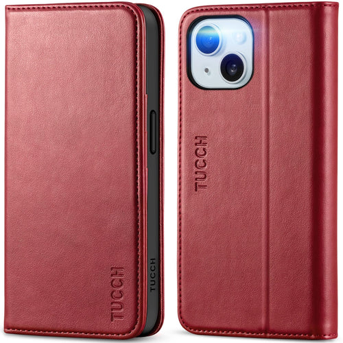 TUCCH Case Wallet for iPhone 15 6.1", [3 Card Slots] Kickstand PU Leather [RFID Blocking] Case, Flip Folio Cover with [TPU Shockproof Interior Shell] Compatible with iPhone 15 5G 2023, Classic Black - 7DAY'S