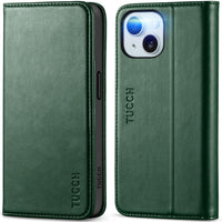 TUCCH Case Wallet for iPhone 15 6.1", [3 Card Slots] Kickstand PU Leather [RFID Blocking] Case, Flip Folio Cover with [TPU Shockproof Interior Shell] Compatible with iPhone 15 5G 2023, Classic Black - 7DAY'S