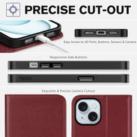 TUCCH Case Wallet for iPhone 15 6.1", [3 Card Slots] Kickstand PU Leather [RFID Blocking] Case, Flip Folio Cover with [TPU Shockproof Interior Shell] Compatible with iPhone 15 5G 2023, Classic Black - 7DAY'S