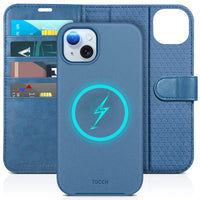 TUCCH Case Wallet for iPhone 15 Plus, [RFID Blocking] 4 Card Holder Kickstand [Shockproof TPU Interior Case] PU Leather Magnetic Protective Flip Cover 6.7", Black - 7DAY'S