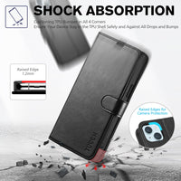 TUCCH Case Wallet for iPhone 15 Plus, [RFID Blocking] 4 Card Holder Kickstand [Shockproof TPU Interior Case] PU Leather Magnetic Protective Flip Cover 6.7", Black - 7DAY'S