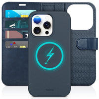 TUCCH Case Wallet for iPhone 15 Pro, RFID Blocking [4 Card Holder] Kickstand [Shockproof TPU Inner Shell] PU Leather Magnetic Protective Flip Cover 6.1" 2023, Black - 7DAY'S
