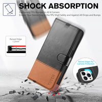 TUCCH Case Wallet for iPhone 15 Pro, RFID Blocking [4 Card Holder] Kickstand [Shockproof TPU Inner Shell] PU Leather Magnetic Protective Flip Cover 6.1" 2023, Black - 7DAY'S