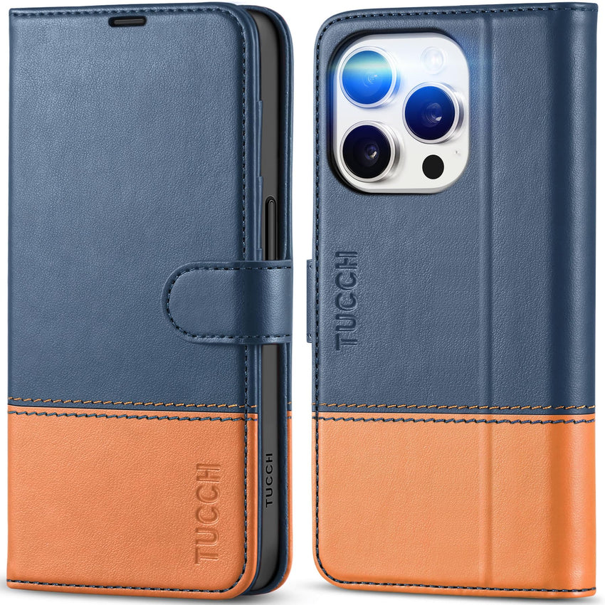 TUCCH Case Wallet for iPhone 15 Pro, RFID Blocking [4 Card Holder] Kickstand [Shockproof TPU Inner Shell] PU Leather Magnetic Protective Flip Cover 6.1" 2023, Black - 7DAY'S