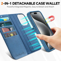 TUCCH Case Wallet for iPhone 15 Pro, RFID Blocking [4 Card Holder] Kickstand [Shockproof TPU Inner Shell] PU Leather Magnetic Protective Flip Cover 6.1" 2023, Black - 7DAY'S