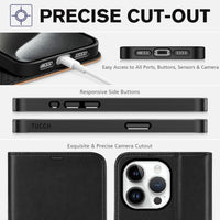 TUCCH Case Wallet for iPhone 15 Pro, RFID Blocking [4 Card Holder] Kickstand [Shockproof TPU Inner Shell] PU Leather Magnetic Protective Flip Cover 6.1" 2023, Black - 7DAY'S