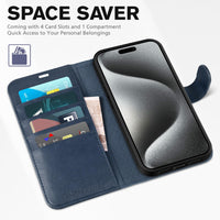 TUCCH Case Wallet for iPhone 15 Pro, RFID Blocking [4 Card Holder] Kickstand [Shockproof TPU Inner Shell] PU Leather Magnetic Protective Flip Cover 6.1" 2023, Black - 7DAY'S