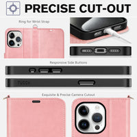 TUCCH Case Wallet for iPhone 15 Pro, RFID Blocking [4 Card Holder] Kickstand [Shockproof TPU Inner Shell] PU Leather Magnetic Protective Flip Cover 6.1" 2023, Black - 7DAY'S