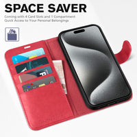 TUCCH Case Wallet for iPhone 15 Pro, RFID Blocking [4 Card Holder] Kickstand [Shockproof TPU Inner Shell] PU Leather Magnetic Protective Flip Cover 6.1" 2023, Black - 7DAY'S