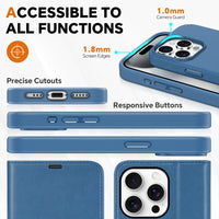 TUCCH Case Wallet for iPhone 15 Pro, RFID Blocking [4 Card Holder] Kickstand [Shockproof TPU Inner Shell] PU Leather Magnetic Protective Flip Cover 6.1" 2023, Black - 7DAY'S