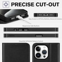 TUCCH Case Wallet for iPhone 15 Pro, RFID Blocking [4 Card Holder] Kickstand [Shockproof TPU Inner Shell] PU Leather Magnetic Protective Flip Cover 6.1" 2023, Black - 7DAY'S