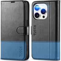 TUCCH Case Wallet for iPhone 15 Pro, RFID Blocking [4 Card Holder] Kickstand [Shockproof TPU Inner Shell] PU Leather Magnetic Protective Flip Cover 6.1" 2023, Black - 7DAY'S