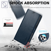 TUCCH Case Wallet for iPhone 15 Pro, RFID Blocking [4 Card Holder] Kickstand [Shockproof TPU Inner Shell] PU Leather Magnetic Protective Flip Cover 6.1" 2023, Black - 7DAY'S