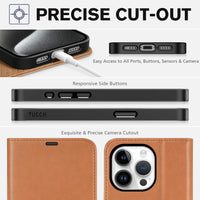 TUCCH Case Wallet for iPhone 15 Pro, RFID Blocking [4 Card Holder] Kickstand [Shockproof TPU Inner Shell] PU Leather Magnetic Protective Flip Cover 6.1" 2023, Black - 7DAY'S