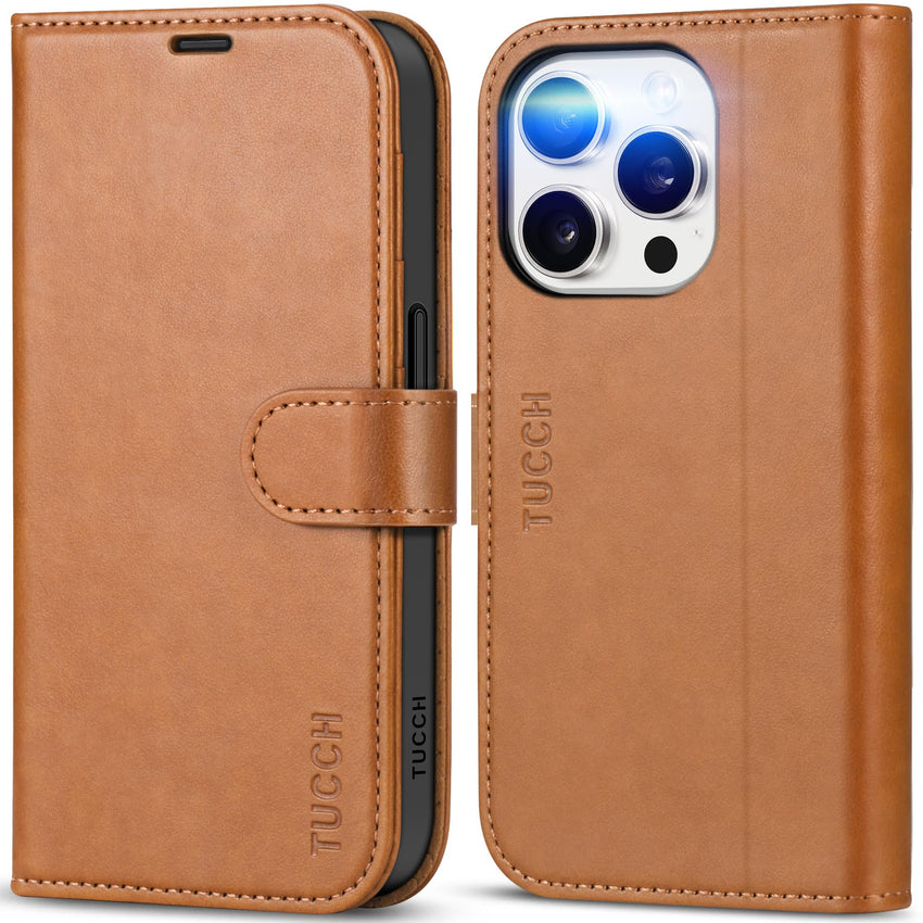 TUCCH Case Wallet for iPhone 15 Pro, RFID Blocking [4 Card Holder] Kickstand [Shockproof TPU Inner Shell] PU Leather Magnetic Protective Flip Cover 6.1" 2023, Black - 7DAY'S