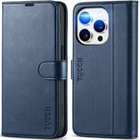 TUCCH Case Wallet for iPhone 15 Pro, RFID Blocking [4 Card Holder] Kickstand [Shockproof TPU Inner Shell] PU Leather Magnetic Protective Flip Cover 6.1" 2023, Black - 7DAY'S