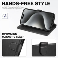 TUCCH Case Wallet for iPhone 15 Pro, RFID Blocking [4 Card Holder] Kickstand [Shockproof TPU Inner Shell] PU Leather Magnetic Protective Flip Cover 6.1" 2023, Black - 7DAY'S
