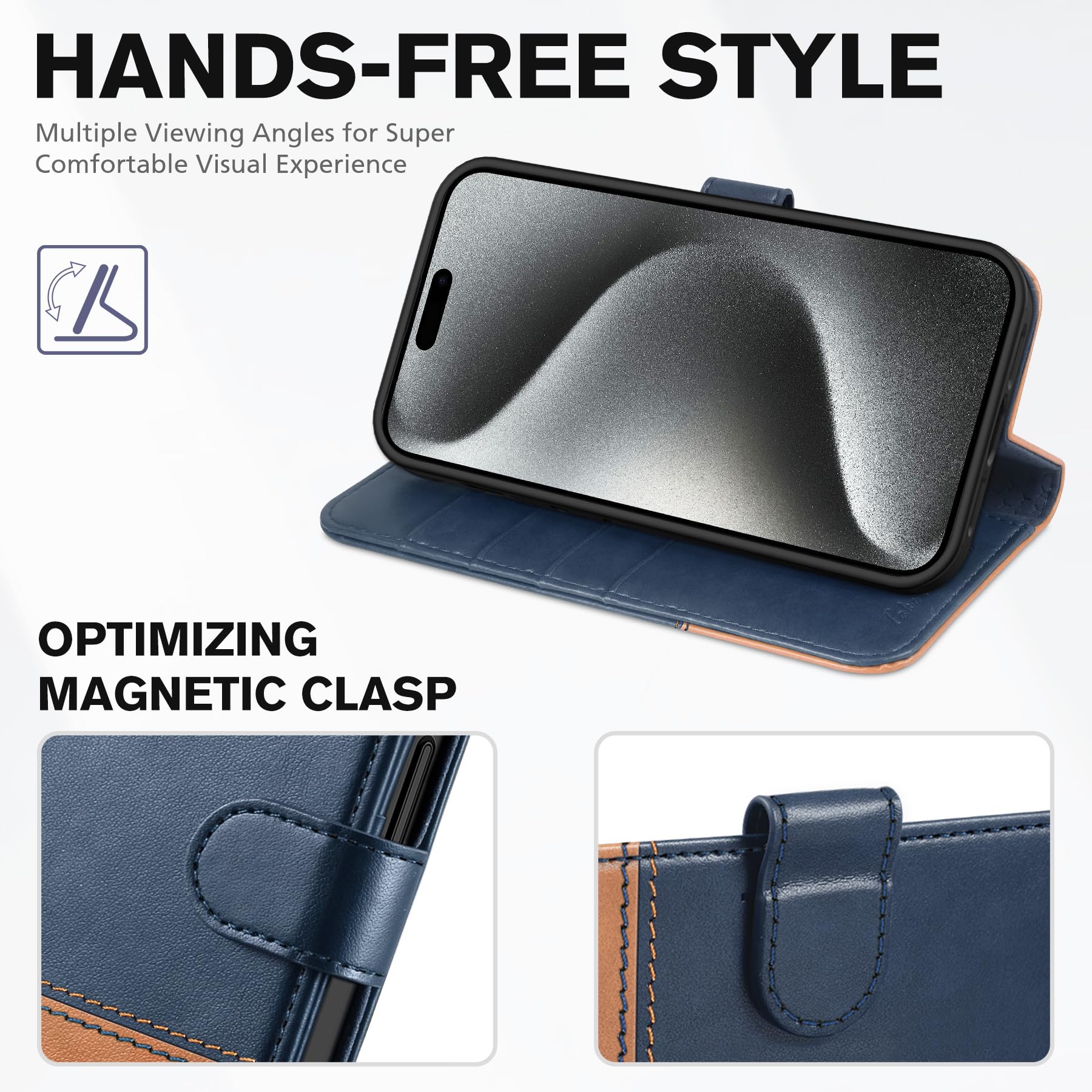 TUCCH Case Wallet for iPhone 15 Pro, RFID Blocking [4 Card Holder] Kickstand [Shockproof TPU Inner Shell] PU Leather Magnetic Protective Flip Cover 6.1" 2023, Black - 7DAY'S