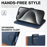 TUCCH Case Wallet for iPhone 15 Pro, RFID Blocking [4 Card Holder] Kickstand [Shockproof TPU Inner Shell] PU Leather Magnetic Protective Flip Cover 6.1" 2023, Black - 7DAY'S