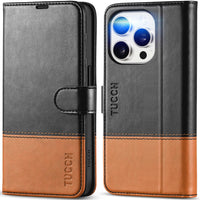 TUCCH Case Wallet for iPhone 15 Pro, RFID Blocking [4 Card Holder] Kickstand [Shockproof TPU Inner Shell] PU Leather Magnetic Protective Flip Cover 6.1" 2023, Black - 7DAY'S