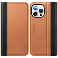 TUCCH Case Wallet for iPhone 16, [3 Card Slots] Kickstand PU Leather [RFID Blocking] Flip Folio Cover with [TPU Shockproof Interior Shell] 6.1" 2024, Classic Black - 7DAY'S