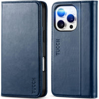 TUCCH Case Wallet for iPhone 16, [3 Card Slots] Kickstand PU Leather [RFID Blocking] Flip Folio Cover with [TPU Shockproof Interior Shell] 6.1" 2024, Classic Black - 7DAY'S