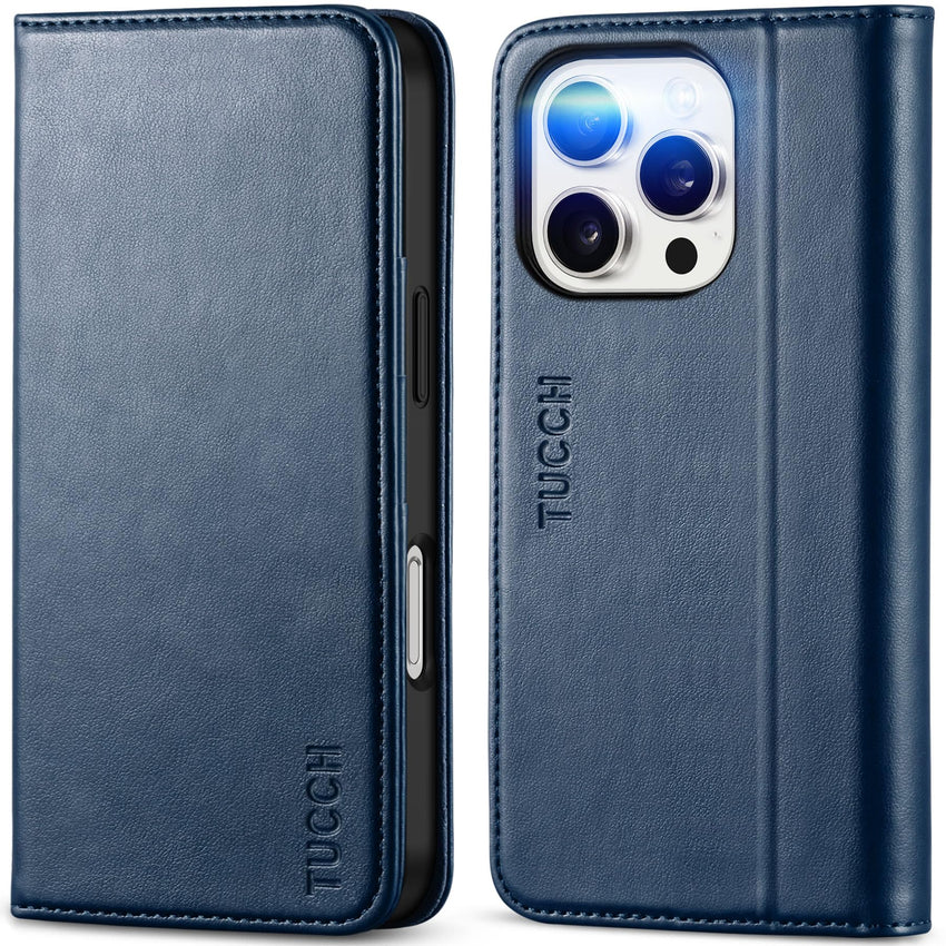 TUCCH Case Wallet for iPhone 16, [3 Card Slots] Kickstand PU Leather [RFID Blocking] Flip Folio Cover with [TPU Shockproof Interior Shell] 6.1" 2024, Classic Black - 7DAY'S