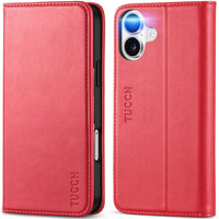 TUCCH Case Wallet for iPhone 16, [3 Card Slots] Kickstand PU Leather [RFID Blocking] Flip Folio Cover with [TPU Shockproof Interior Shell] 6.1" 2024, Classic Black - 7DAY'S