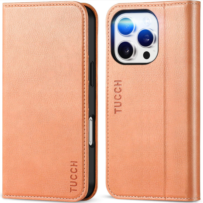 TUCCH Case Wallet for iPhone 16, [3 Card Slots] Kickstand PU Leather [RFID Blocking] Flip Folio Cover with [TPU Shockproof Interior Shell] 6.1" 2024, Classic Black - 7DAY'S