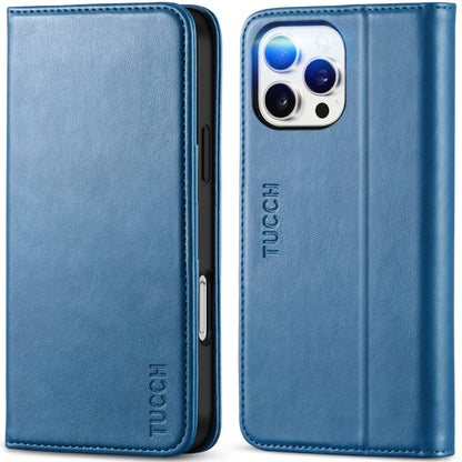TUCCH Case Wallet for iPhone 16, [3 Card Slots] Kickstand PU Leather [RFID Blocking] Flip Folio Cover with [TPU Shockproof Interior Shell] 6.1" 2024, Classic Black - 7DAY'S