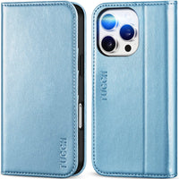 TUCCH Case Wallet for iPhone 16, [3 Card Slots] Kickstand PU Leather [RFID Blocking] Flip Folio Cover with [TPU Shockproof Interior Shell] 6.1" 2024, Classic Black - 7DAY'S
