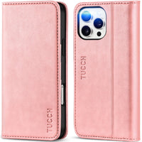 TUCCH Case Wallet for iPhone 16, [3 Card Slots] Kickstand PU Leather [RFID Blocking] Flip Folio Cover with [TPU Shockproof Interior Shell] 6.1" 2024, Classic Black - 7DAY'S