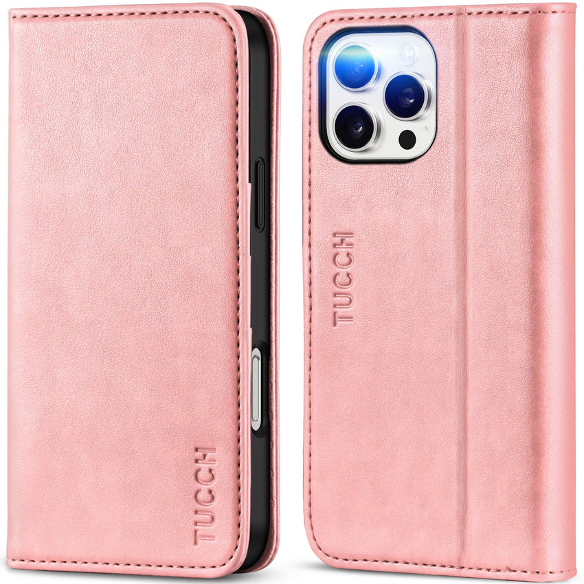 TUCCH Case Wallet for iPhone 16, [3 Card Slots] Kickstand PU Leather [RFID Blocking] Flip Folio Cover with [TPU Shockproof Interior Shell] 6.1" 2024, Classic Black - 7DAY'S