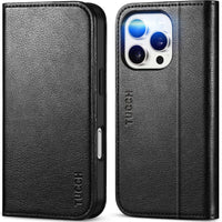 TUCCH Case Wallet for iPhone 16, [3 Card Slots] Kickstand PU Leather [RFID Blocking] Flip Folio Cover with [TPU Shockproof Interior Shell] 6.1" 2024, Classic Black - 7DAY'S