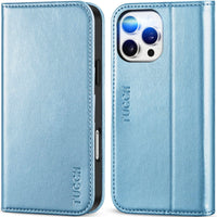 TUCCH Case Wallet for iPhone 16, [3 Card Slots] Kickstand PU Leather [RFID Blocking] Flip Folio Cover with [TPU Shockproof Interior Shell] 6.1" 2024, Classic Black - 7DAY'S