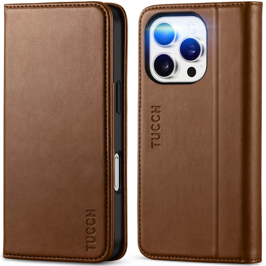TUCCH Case Wallet for iPhone 16, [3 Card Slots] Kickstand PU Leather [RFID Blocking] Flip Folio Cover with [TPU Shockproof Interior Shell] 6.1" 2024, Classic Black - 7DAY'S