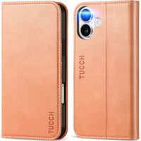 TUCCH Case Wallet for iPhone 16, [3 Card Slots] Kickstand PU Leather [RFID Blocking] Flip Folio Cover with [TPU Shockproof Interior Shell] 6.1" 2024, Classic Black - 7DAY'S