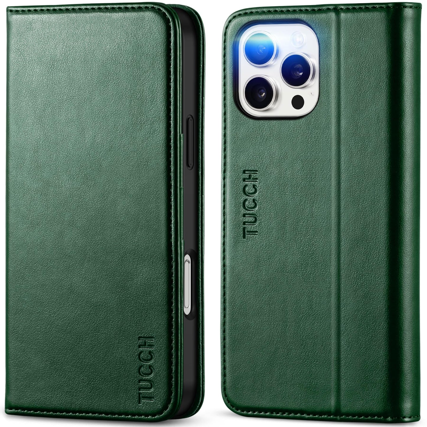 TUCCH Case Wallet for iPhone 16, [3 Card Slots] Kickstand PU Leather [RFID Blocking] Flip Folio Cover with [TPU Shockproof Interior Shell] 6.1" 2024, Classic Black - 7DAY'S
