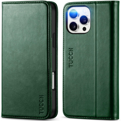 TUCCH Case Wallet for iPhone 16, [3 Card Slots] Kickstand PU Leather [RFID Blocking] Flip Folio Cover with [TPU Shockproof Interior Shell] 6.1" 2024, Classic Black - 7DAY'S