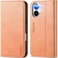 TUCCH Case Wallet for iPhone 16, [3 Card Slots] Kickstand PU Leather [RFID Blocking] Flip Folio Cover with [TPU Shockproof Interior Shell] 6.1" 2024, Classic Black - 7DAY'S
