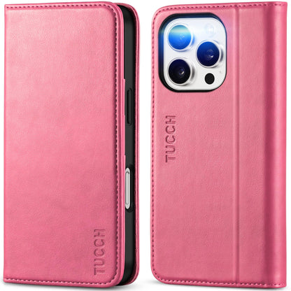 TUCCH Case Wallet for iPhone 16, [3 Card Slots] Kickstand PU Leather [RFID Blocking] Flip Folio Cover with [TPU Shockproof Interior Shell] 6.1" 2024, Classic Black - 7DAY'S