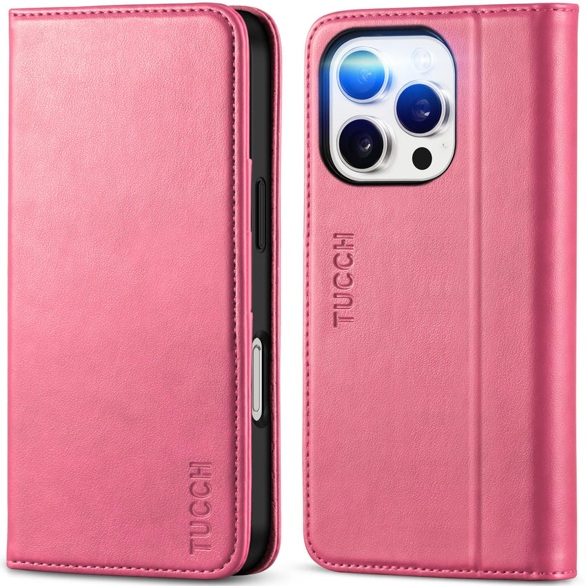 TUCCH Case Wallet for iPhone 16, [3 Card Slots] Kickstand PU Leather [RFID Blocking] Flip Folio Cover with [TPU Shockproof Interior Shell] 6.1" 2024, Classic Black - 7DAY'S
