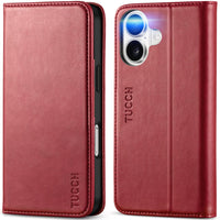 TUCCH Case Wallet for iPhone 16, [3 Card Slots] Kickstand PU Leather [RFID Blocking] Flip Folio Cover with [TPU Shockproof Interior Shell] 6.1" 2024, Classic Black - 7DAY'S