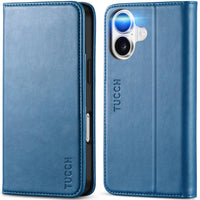TUCCH Case Wallet for iPhone 16, [3 Card Slots] Kickstand PU Leather [RFID Blocking] Flip Folio Cover with [TPU Shockproof Interior Shell] 6.1" 2024, Classic Black - 7DAY'S