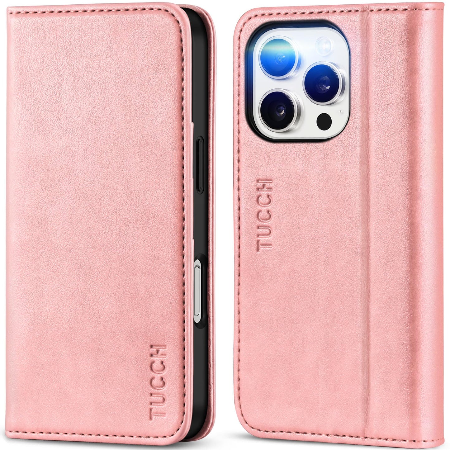 TUCCH Case Wallet for iPhone 16, [3 Card Slots] Kickstand PU Leather [RFID Blocking] Flip Folio Cover with [TPU Shockproof Interior Shell] 6.1" 2024, Classic Black - 7DAY'S